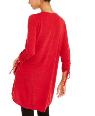 Open-Front Drawstring-Cuff Cardigan