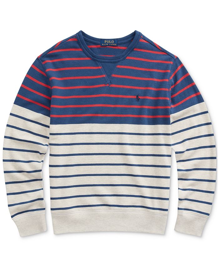 Polo Ralph Lauren Big Boys Striped Cotton French Terry Sweatshirt - Macy's