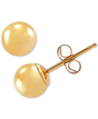 3-Pc. Set Cutured Freshwater Pearl (3-3/4mm), Cubic Zirconia & Polished Round Stud Earrings in 10k Gold