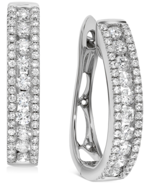 image of Diamond Oval Hoop Earrings (1 ct. t.w.) in 14k White Gold