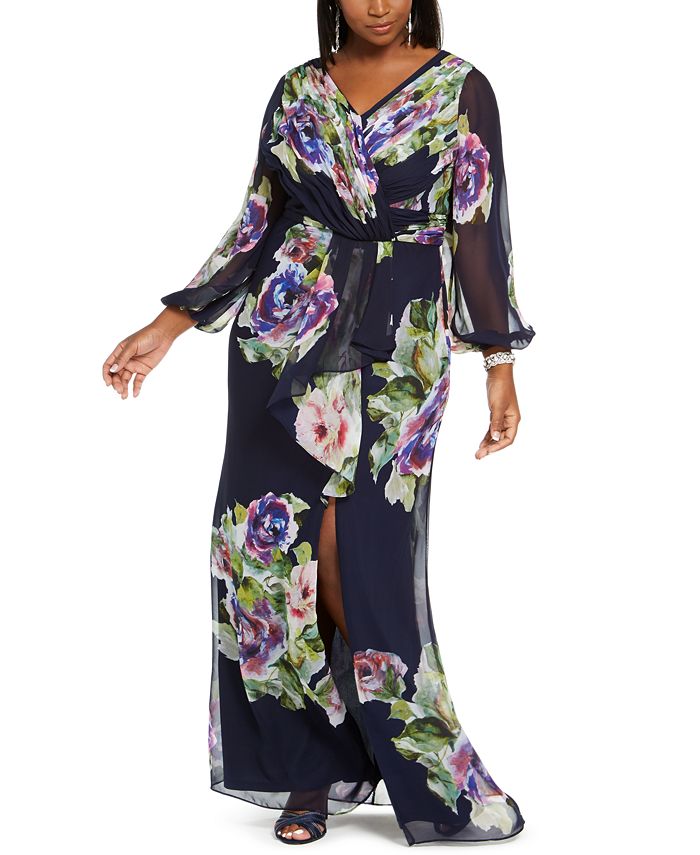 Adrianna Papell Plus Size Floral Chiffon Gown Macy s