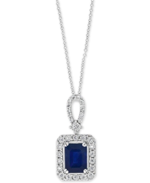 image of Effy Sapphire (1-1/2 ct.t.w.) & Diamond (1/5 ct. t.w.) Halo 18