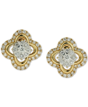 image of Diamond Clover Stud Earrings (1 ct. t.w.) in 14k Gold & 14k White Gold