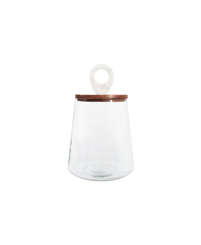 Bloomingville Large Clear Glass Jar with Mango Wood & Marble Lid - Macy's