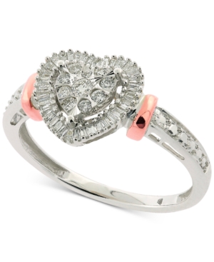 image of Diamond Heart Halo Ring (1/4 ct. t.w.) in 14k White & Rose Gold
