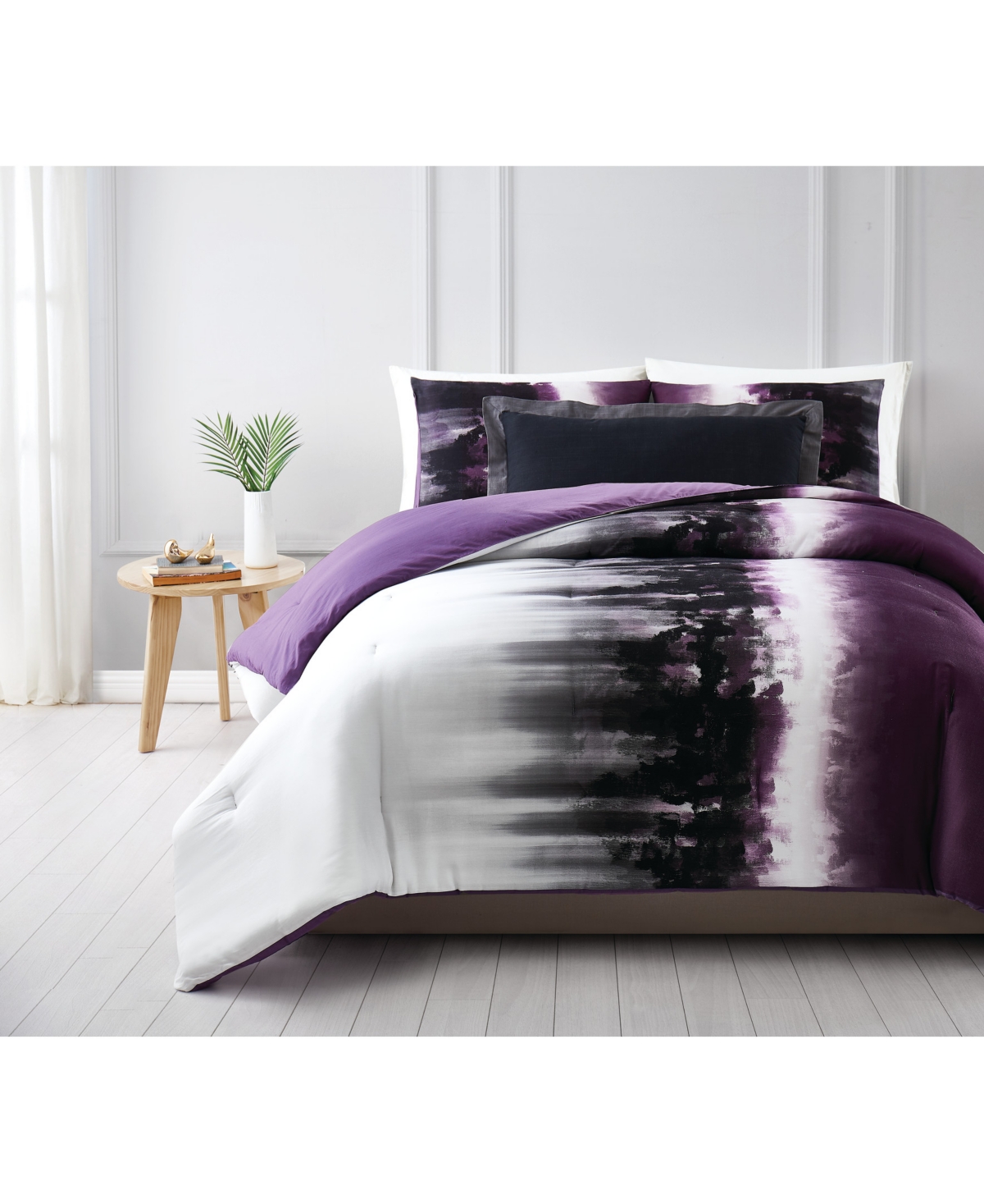 Shop Vince Camuto Home Vince Camuto Mirrea King Comforter Set In White,purple
