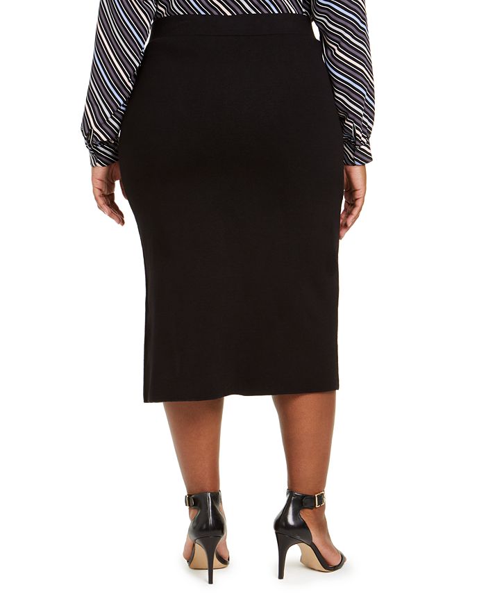 Anne Klein Plus Size Asymmetrical Slit Pencil Skirt - Macy's