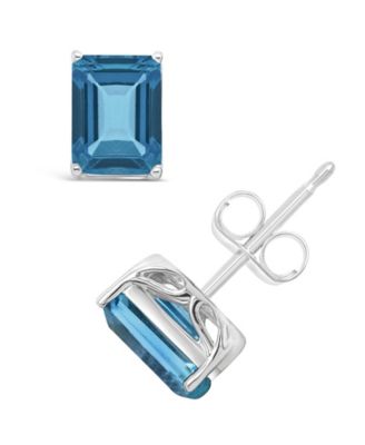 Macy's - Blue Topaz (3-3/4 ct. t.w.) Stud Earrings in Sterling Silver