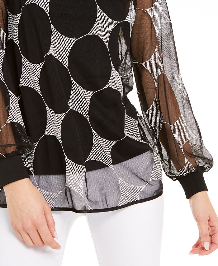 Alfani Embroidered Mesh Blouse Created For Macys And Reviews Tops Women Macys 