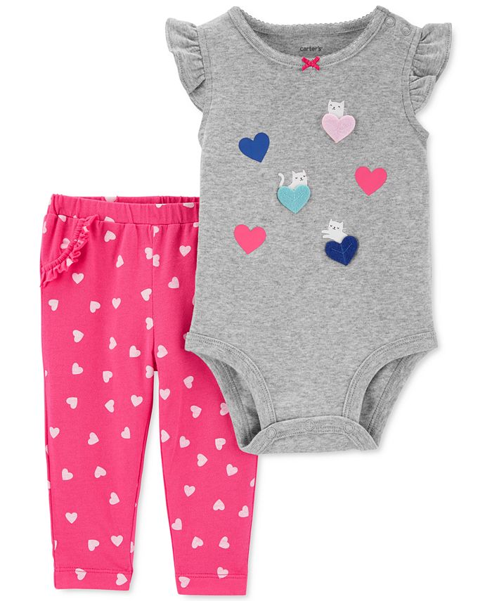 Carter's 3pc Baby Girl Pink Train Print Bodysuit & Pants Set main image 1