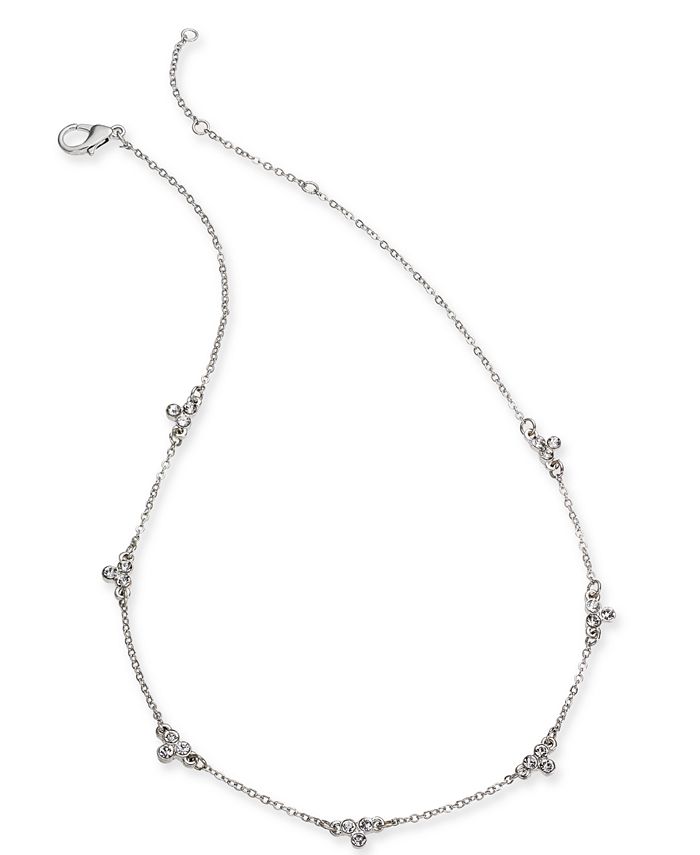 Charter Club Silver-Tone Crystal Cluster Statement Necklace, 16