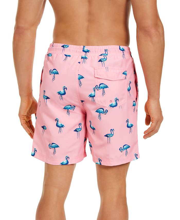 Club Room - Men's Quick-Dry Performance Flamingo-Print 7" Swim Trunks
