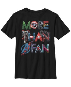 Fifth Sun Marvel Big Boy's More Than A Fan Character Letter Text Word Stack Short Sleeve T-Shirt