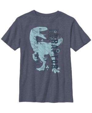 Fifth Sun Jurassic World Two Big Boy's Blue Raptor Dna Code Silhouette Short Sleeve T-Shirt