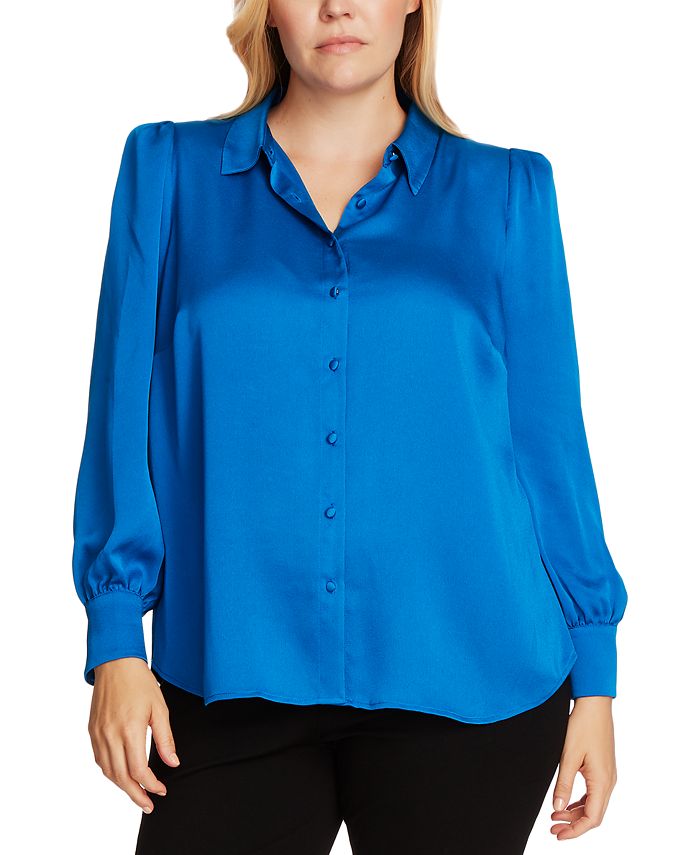 Vince Camuto Plus Size Puff-Sleeve Shirt & Reviews - Tops - Women - Macy's