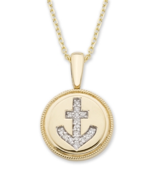 image of Diamond (1/20 ct. t.w.) Anchor Pendant in 14k Yellow or Rose Gold