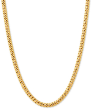Macy's Cuban Link 24" Chain Necklace In 18k Gold-plated Sterling Silver In Gold Over Silver