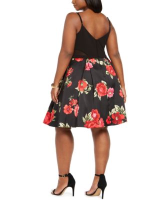 B Darlin Trendy Plus Size Floral Mesh Dress - Macy's