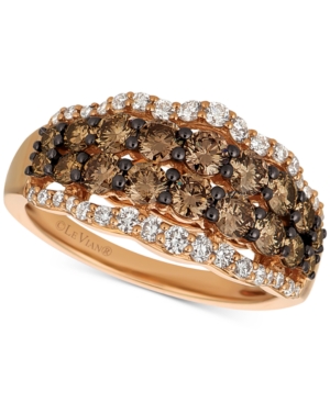 image of Le Vian Chocolatier Chocolate Diamond & Vanilla Diamonds Statement Ring (1-1/2 ct. t.w.) in 14k Rose Gold
