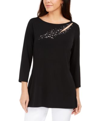 JM Collection Embellished Cutout Top, Created for Macy's & Reviews ...