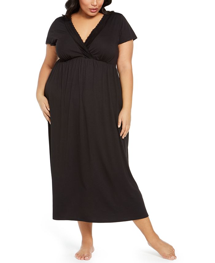 Charter Club Plus Size LaceTrim Long Nightgown, Created for Macy's