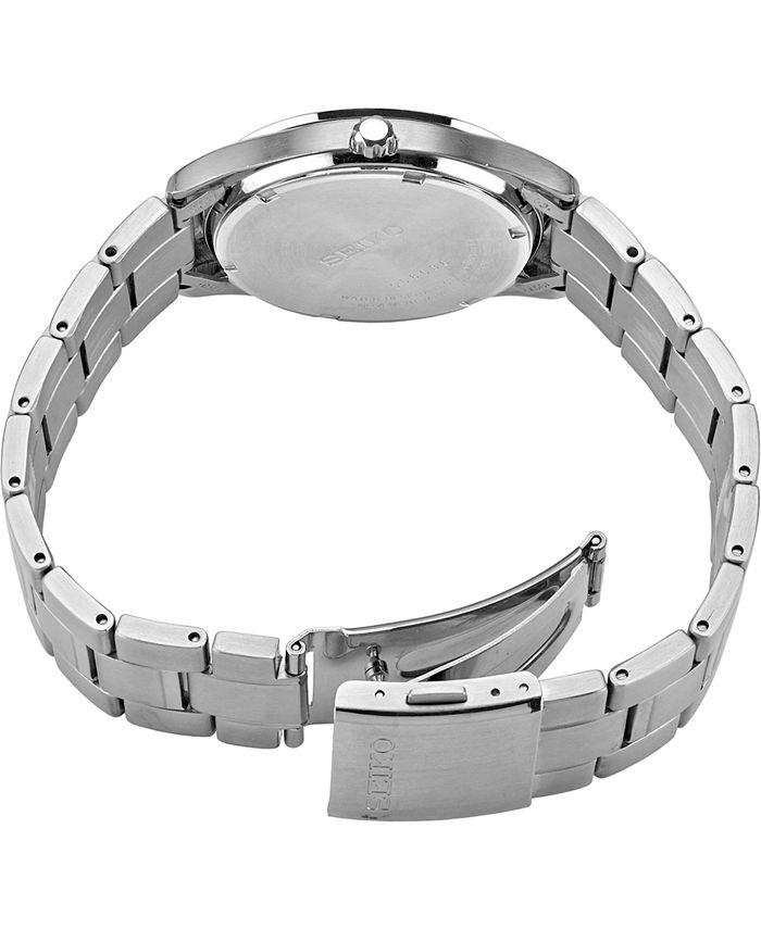 Seiko Watch, Men's Solar Stainless Steel Bracelet 37mm SNE039 & Reviews ...