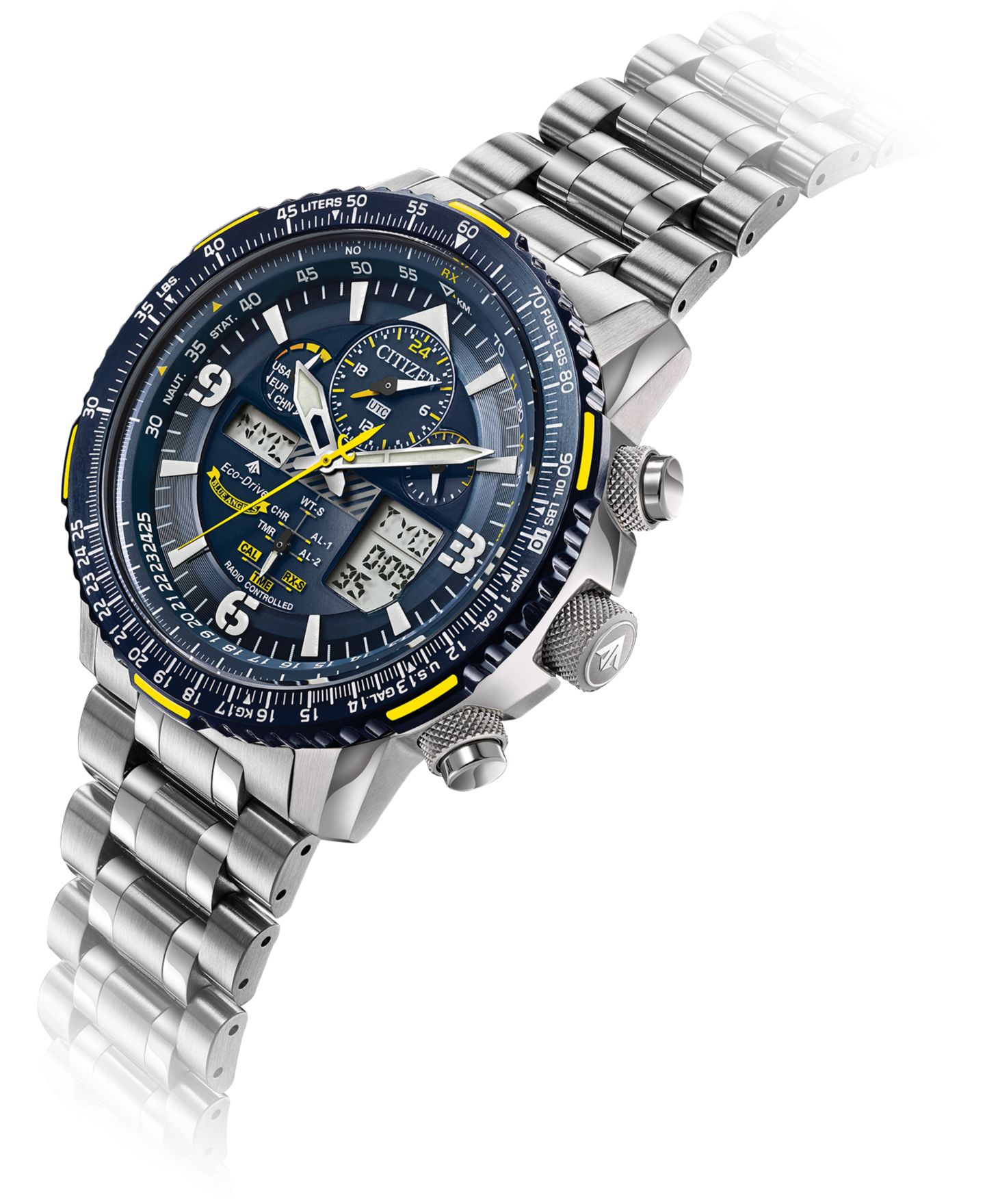 Мужские часы Citizen Eco-Drive Analog-Digital Promaster Blue Angels Skyhawk A-T Stainless Steel Bracelet Watch 46mm — фото 9