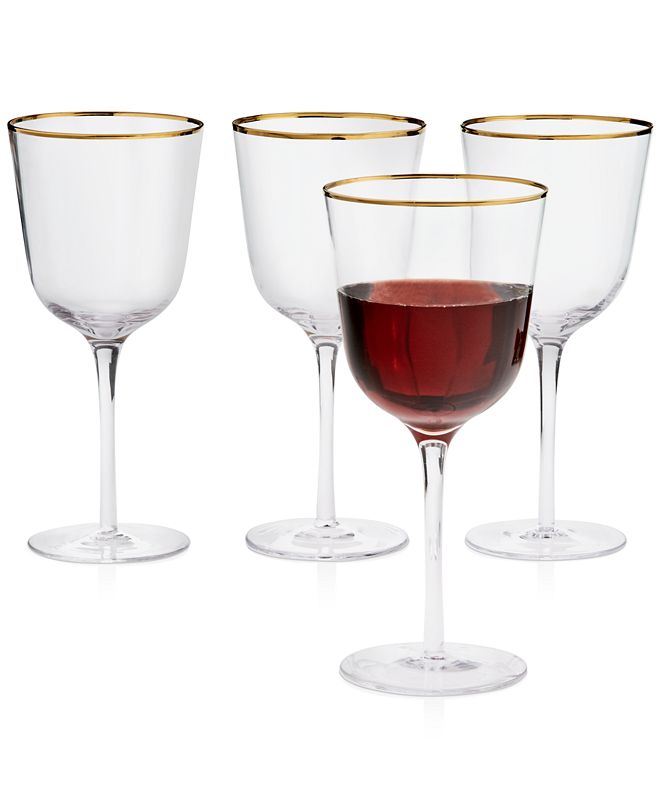 Martha Stewart Collection Clear Optic Wine Glasses with GoldTone Rims
