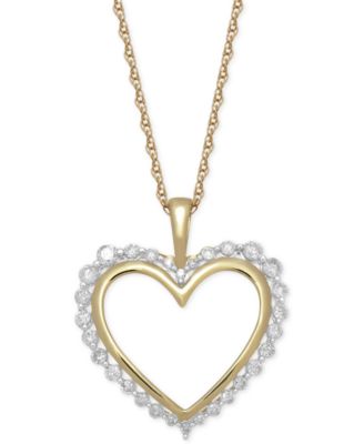 Macy's - Diamond Heart 18" Pendant Necklace (1/2 ct. t.w.) in 14k Gold