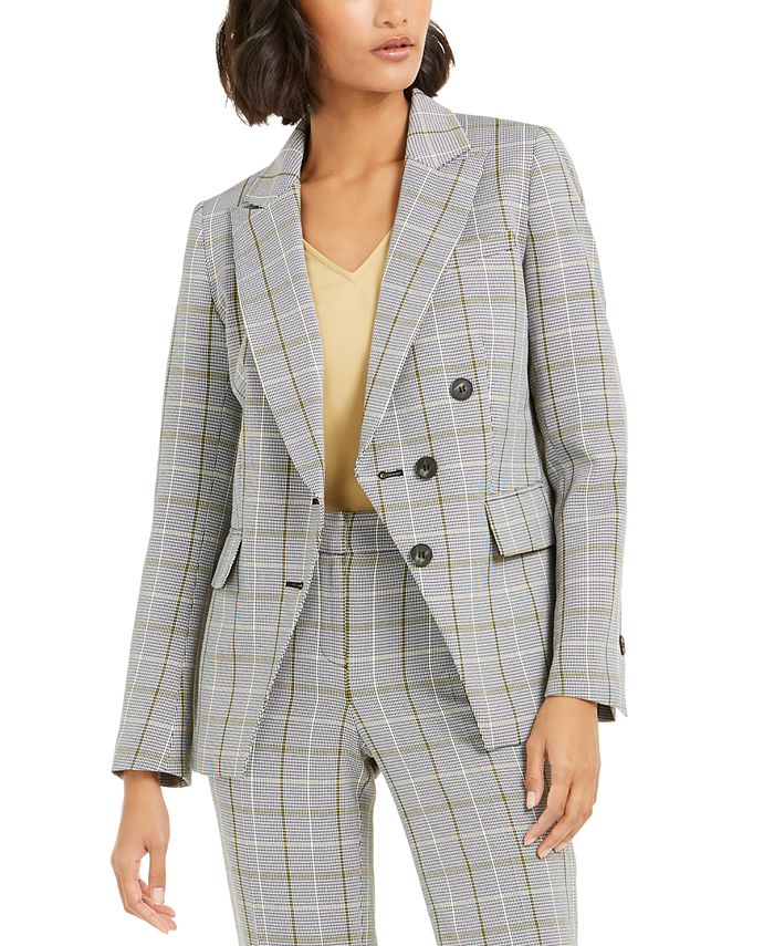 Bar III Faux-Double-Breasted Plaid Blazer, Created for Macy's - Macy's