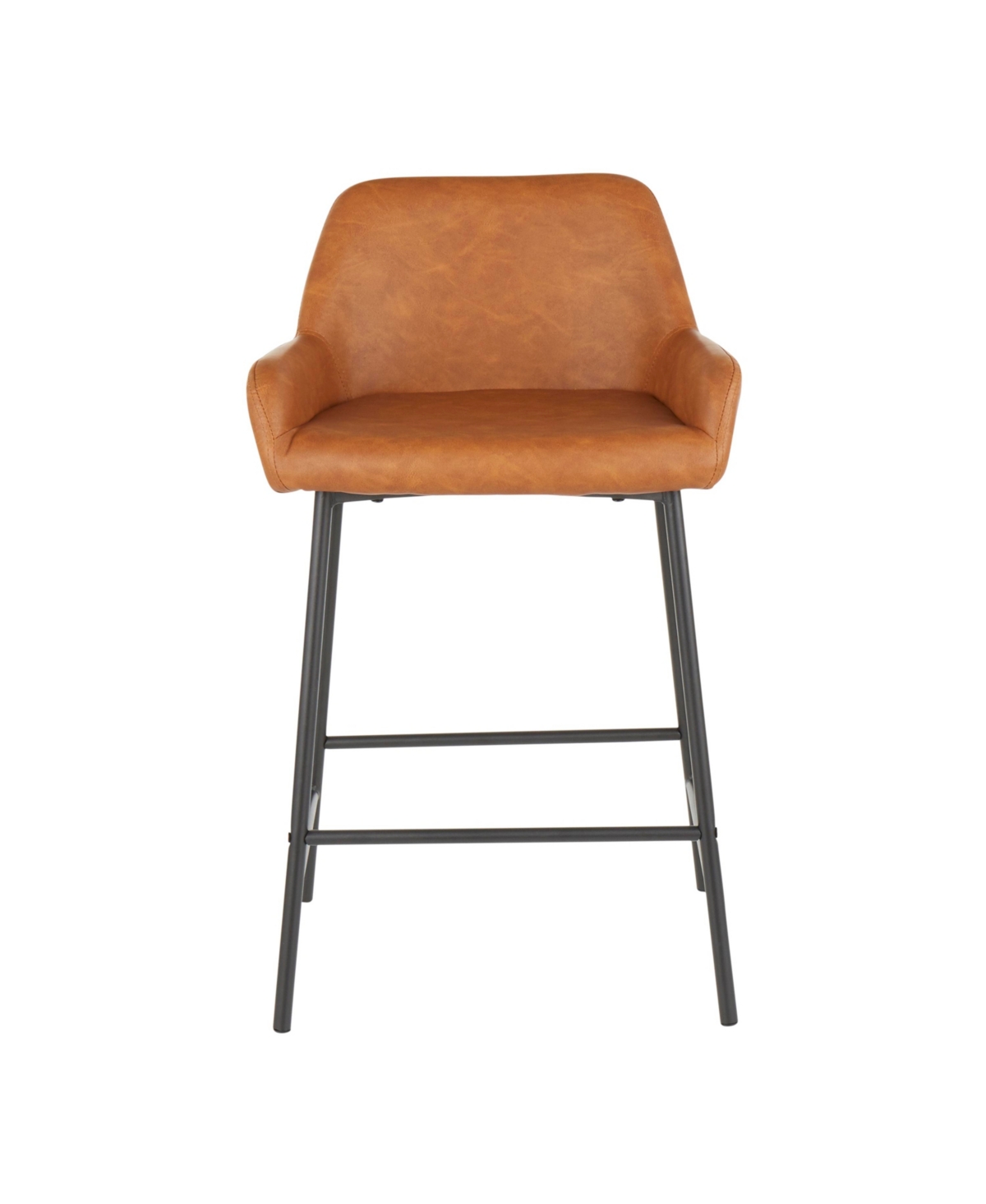 Daniella Industrial Counter Stool in Black Metal and Espresso Faux Leather by Lumisource - Set Of 2