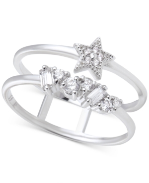 image of Olivia Burton Swarovski Crystal Celestial Double Band Statement Ring in Silver-Plate