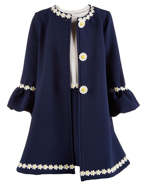 Blueberi Boulevard Toddler Girls 2 Pc Sunflower Coat Dress Set