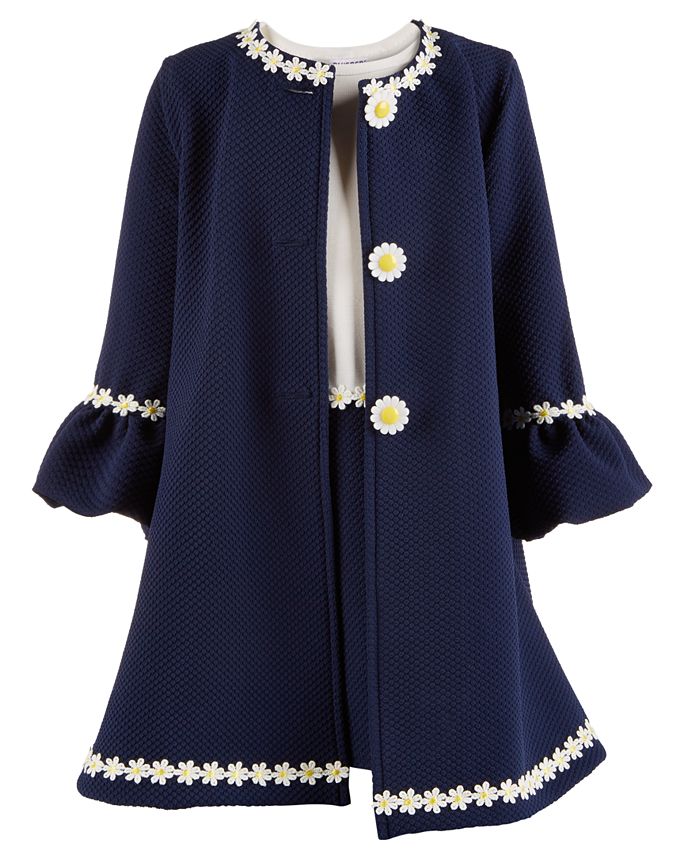Blueberi Boulevard Little Girls 2 Pc. Sunflower Coat Dress Set