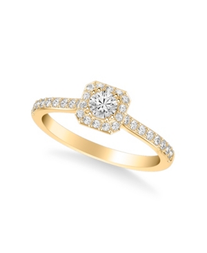 image of Diamond Halo Engagement Ring (1/2 ct. t.w.) in 14k White, Rose or Yellow Gold