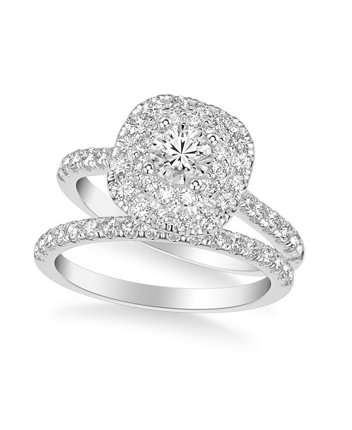 Macy's - Diamond Halo Bridal Set (1 1/2 ct. t.w.) in 14k White, Yellow or Rose Gold