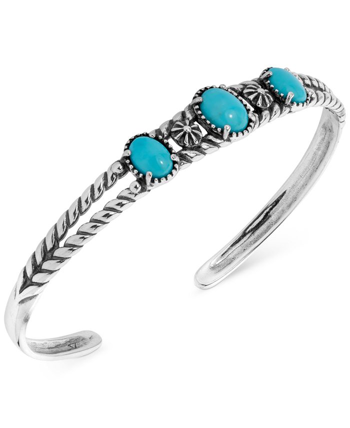 American West - Turquoise Openwork Cuff Bracelet in Sterling Silver