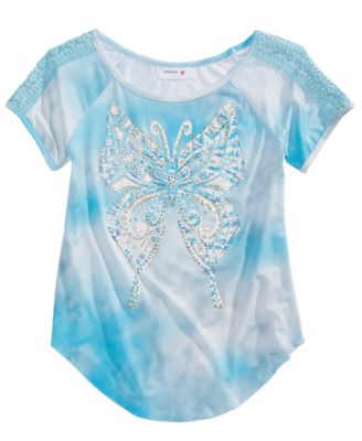 Beautees - Big Girls Tie-Dyed Butterfly T-Shirt