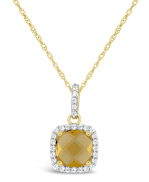 image of Citrine (1-1/3 ct. t.w.) and Created White Sapphire (1/6 ct. t.w.) Pendant Necklace in 10k Yellow Gold