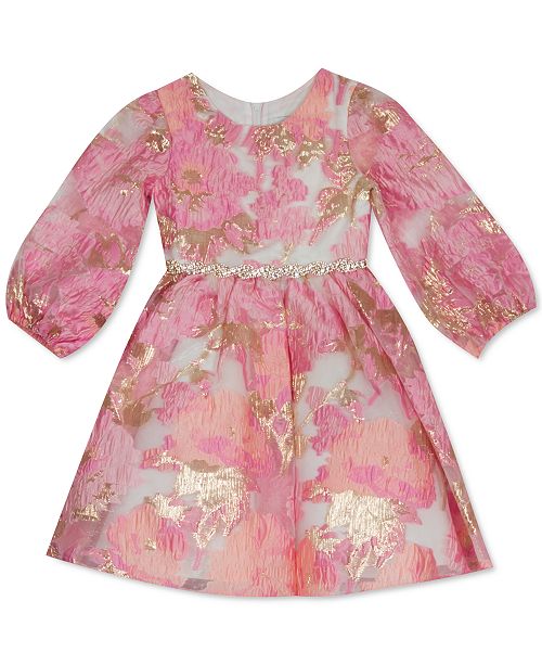 Rare Editions Little Girls Burnout Organza Puff Sleeve Dress