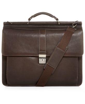 Kenneth Cole Reaction - Leather Laptop Brief, Colombian Dowel Rod Double Gusset Portfolio Business Case