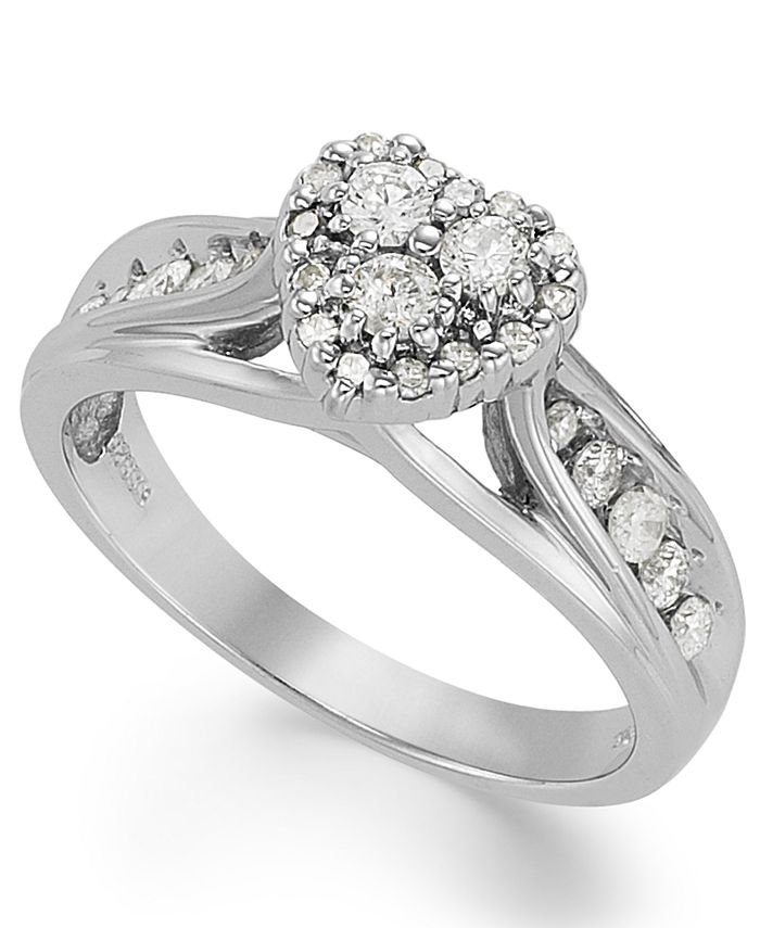 Macy's Certified RoundCut Diamond HeartShaped Engagement Ring in