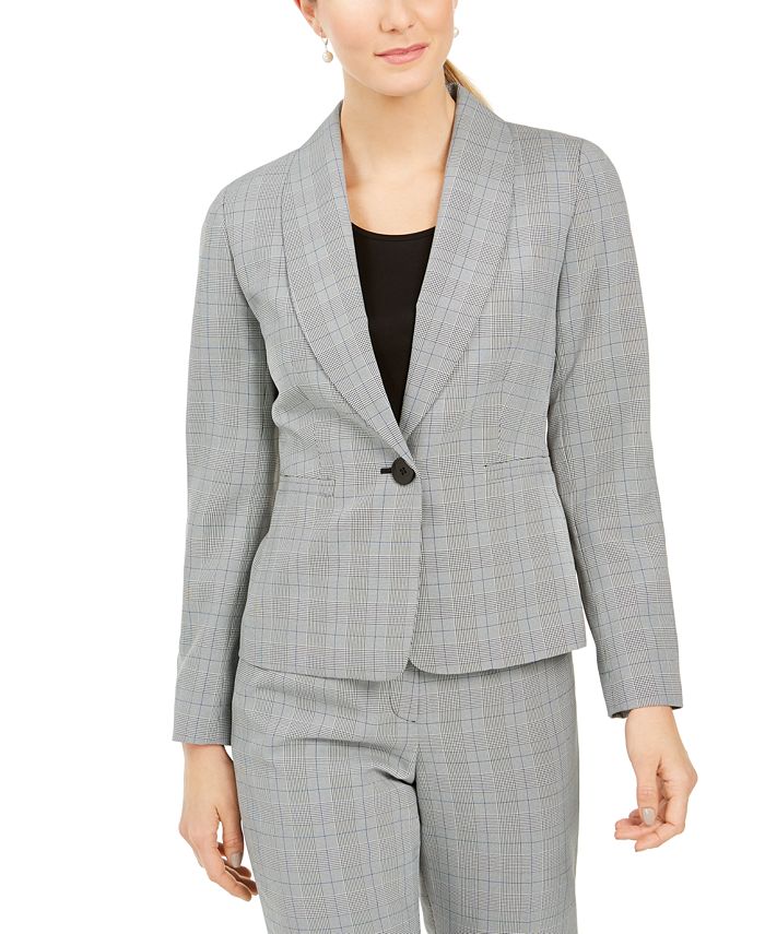 Le Suit Plaid One-Button Pantsuit - Macy's