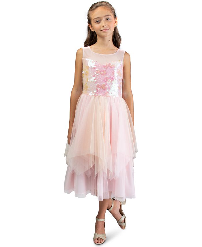 Bonnie Jean Big Girls Sequined Fairy-Hem Dress - Macy's