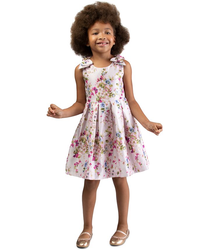 Bonnie Jean Little Girls Floral-Print Bow Dress - Macy's