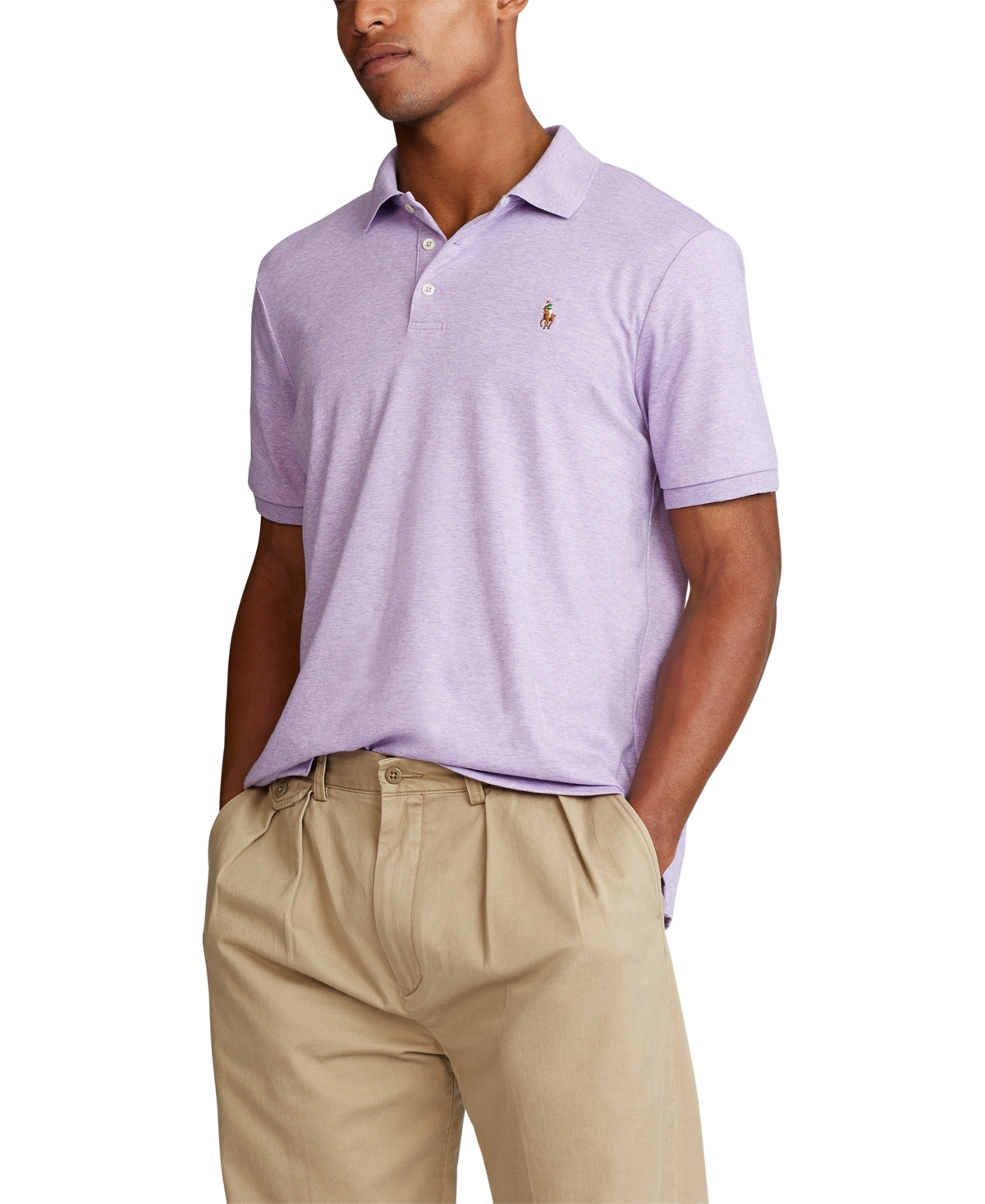 Shop Polo Ralph Lauren Men's Classic-fit Soft Cotton Polo Shirt In Pastel Purple Heather