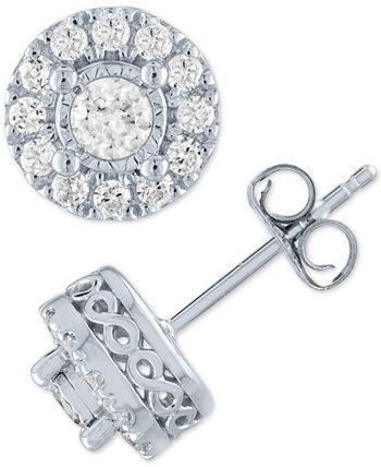 Forever Grown Diamonds - Lab Grown Diamond Cluster Stud Earrings (1/2 ct. t.w.) in Sterling Silver