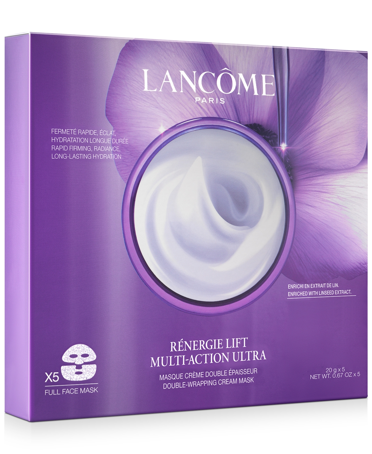Lancome Renergie Lift Multi-Action Ultra Double-Wrapping Cream Face Mask, 5-Pk