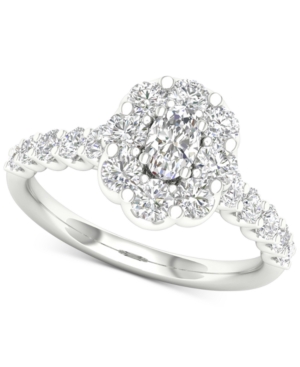 image of Diamond Oval Flower Halo Engagement Ring (1-3/8 ct. t.w.) in 14k White Gold