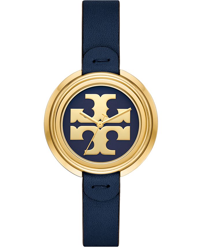 Tory Burch Women's The Miller Navy Leather Strap Watch 36mm & Reviews - All  Watches - Jewelry & Watches - Macy's